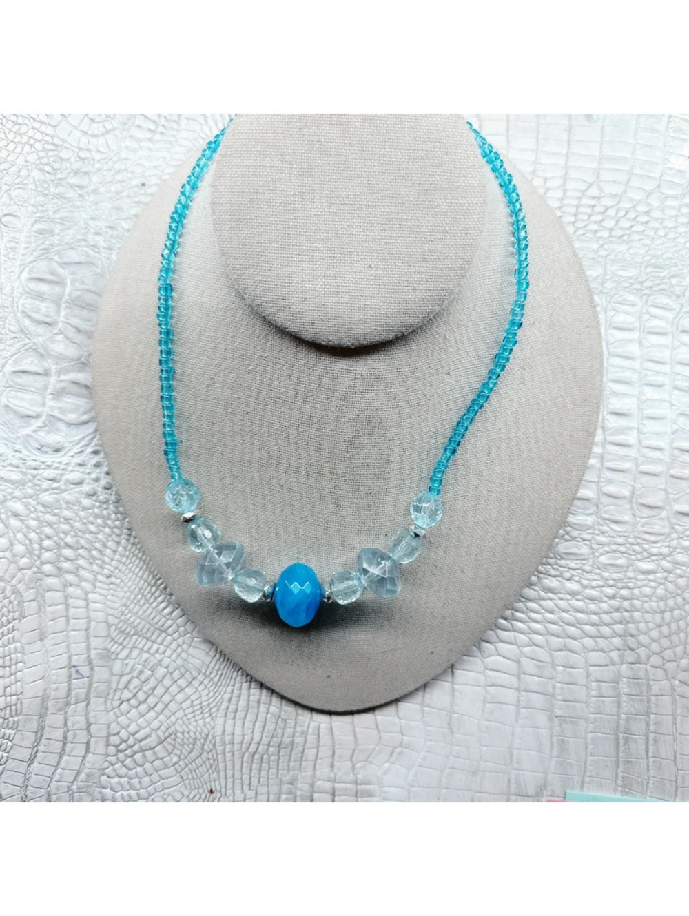 546mc. Aqua Seed Bead Necklace